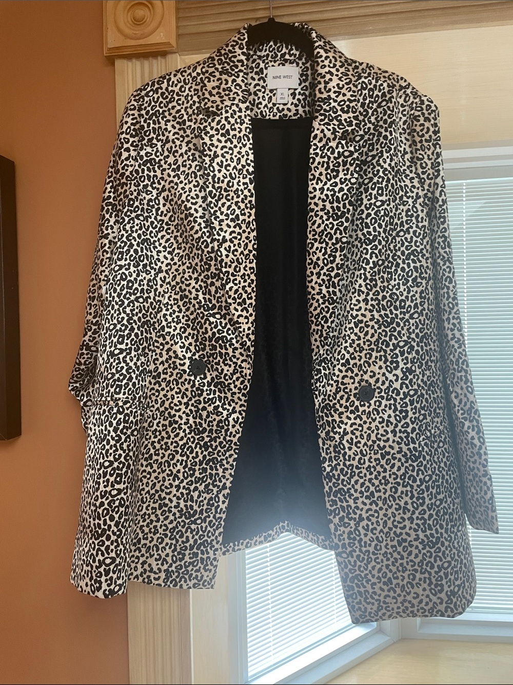 Nine West Leopard Print Blazer in Black and Cream